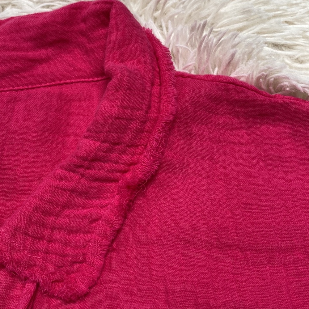 Zenana Button Down Gauze Top 💗 Pink - Picture 9 of 14